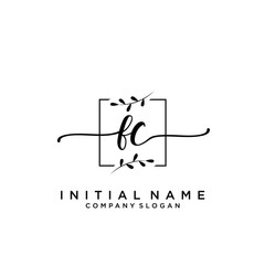 FC Beauty vector initial logo, handwriting logo.