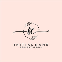 Obraz premium FC Beauty vector initial logo, handwriting logo.