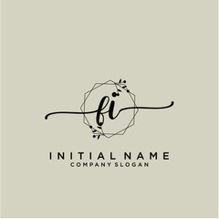 FI Beauty vector initial logo, handwriting logo.