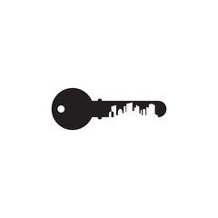 Apartment logo design incorporated with key icon and building design