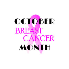 October - breast cancer awareness  month. Vector design with pink ribbon. 