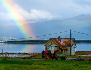 Rainbow over the city of Tromso