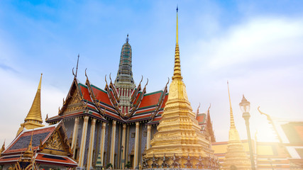 Wat Phra Kaew or Temple of Emerald Buddha, Guardian statues and Grand palace located within the grounds of the Grand Palace in Bangkok is Thailand’s most sacred temple and pilgrimage site for Thai