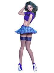 Woman in school uniform.