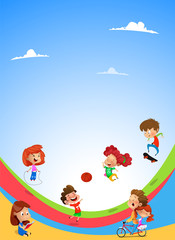 Obraz na płótnie Canvas Vector banner with playing children. Summer vector