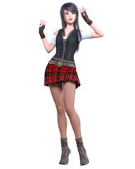 Woman in school uniform.