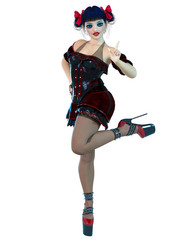 Obraz premium 3D girl doll big blue eyes and bright makeup.