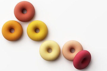 Set of colorful yellow realistic geometric shape with fabric texture on white background. 3d rendering