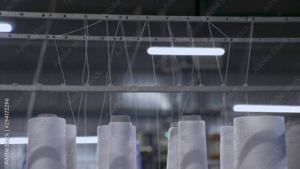 Poster processing of yarns for the manufacture of cardboard and papers at the printing house.a static close