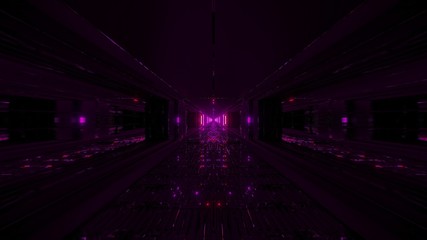 futuristic glowing sci-fi tunnel corridor with massiv nice reflections 3d illustration wallpaper background