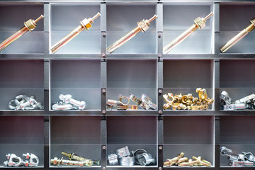 Many scattered of tapping screws bolts made from steel for construction building and factory structure