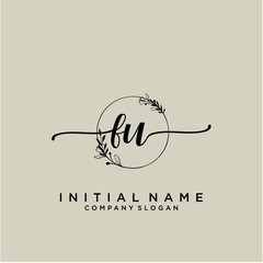 FU Beauty vector initial logo, handwriting logo.