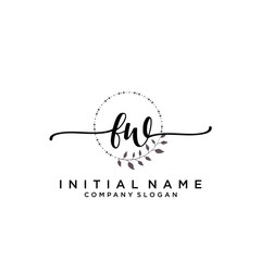 FW Beauty vector initial logo, handwriting logo.