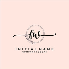 FW Beauty vector initial logo, handwriting logo.