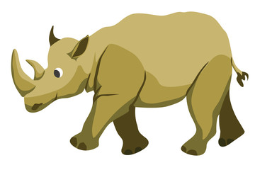 Cartoon rhino flat vector illustration