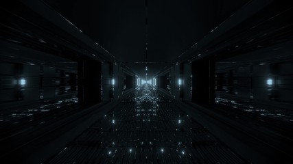 futuristic glowing sci-fi tunnel corridor with massiv nice reflections 3d illustration wallpaper background