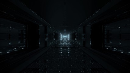 futuristic glowing sci-fi tunnel corridor with massiv nice reflections 3d illustration wallpaper background