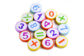 Math Number colorful on white background : Education study mathematics learning teach concept..