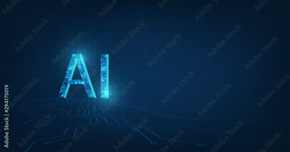 Poster abstract futuristic digital and technology on dark blue color background. ai(artificial intelligence