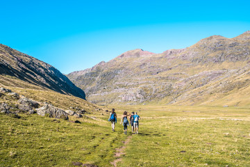 Valle de Hecho, Huesca / Spain »; September 28, 2019: A group returning from the Made Valley...