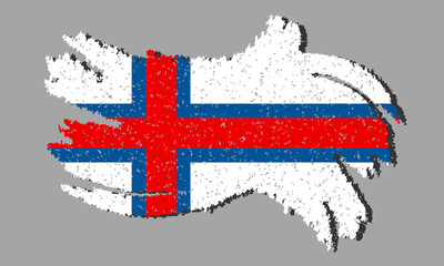 Flag of the Faroe Islands grunge flag of the Faroe Islands with shadow isolated on background, vector illustration