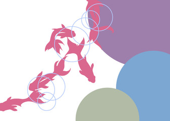 金魚をモチーフに和文様をあしらった和柄カット