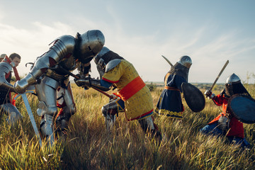 Medieval knights fight, great battle