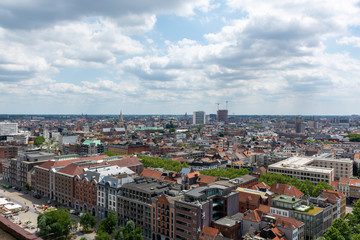 Fototapeta premium Cityscape, old Belgian city Antwerpen, view from above