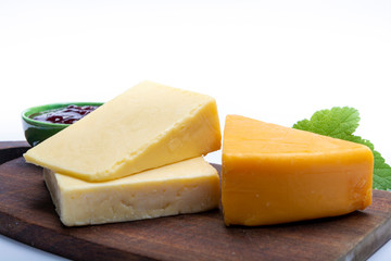Cheddar cheese collection, variety of Cheddar cheese made from cow milk