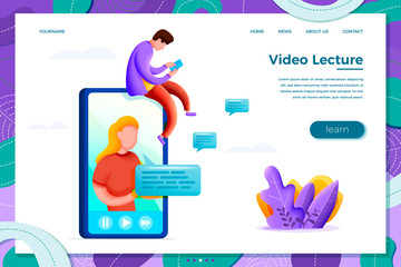 Vector online learning concept with cartoon girl