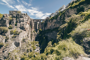 Beautiful landscape overlooking an ancient castle in high mountains on a clear day