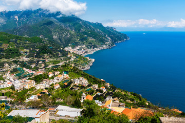 Obraz premium View from the old Italian town of Ravello, situated on the beautiful Amalfi Coast