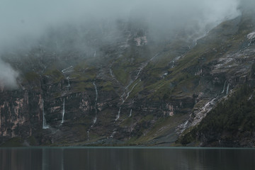 Fototapeta premium The landscape around the Oeschinensee, a lake in the swiss alps