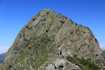 北アルプス　槍ヶ岳から北穂高岳への大キレット縦走　大キレットの風景　長谷川ピークナイフリッジ