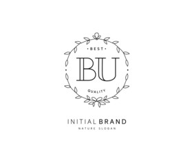 B U BU Beauty vector initial logo, handwriting logo of initial signature, wedding, fashion, jewerly, boutique, floral and botanical with creative template for any company or business.