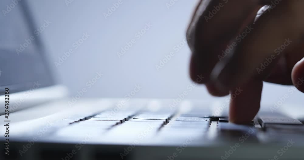 Poster businessman hands typing on laptop keyboard in office online. business computer design internet tech