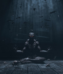  Monster's house,monster doing hibernate,3d illustration © Joe Therasakdhi