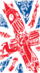 UK Abstract Flag Artwork, United Kingdom Colors Art (Vector Art)