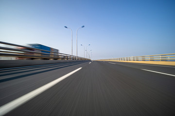 Fototapeta premium high speed view of asphalt road