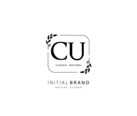 C U CU Beauty vector initial logo, handwriting logo of initial signature, wedding, fashion, jewerly, boutique, floral and botanical with creative template for any company or business.