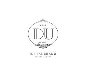 D U DU Beauty vector initial logo, handwriting logo of initial signature, wedding, fashion, jewerly, boutique, floral and botanical with creative template for any company or business.