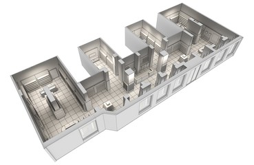 shopping mall, interior visualization, 3D illustration