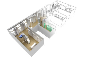 Obraz premium shopping mall, interior visualization, 3D illustration