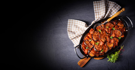 arni me melitzanes - stewed lamb with eggplant