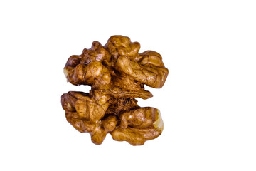 Core of walnut isolated on a white background