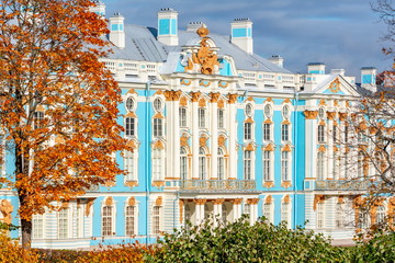 Catherine palace in autumn, Tsarskoe Selo (Pushkin), St. Petersburg, Russia