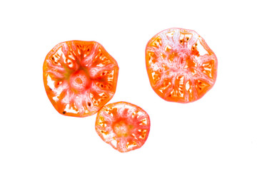 Sliced vegetable slices isolated on white