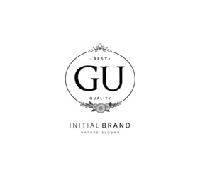 G U GU Beauty vector initial logo, handwriting logo of initial signature, wedding, fashion, jewerly, boutique, floral and botanical with creative template for any company or business.