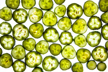 Sliced vegetable slices isolated on white