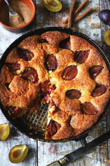 Homemade plum pie. Autumn plum pie. New York Times recipe plum cake.
